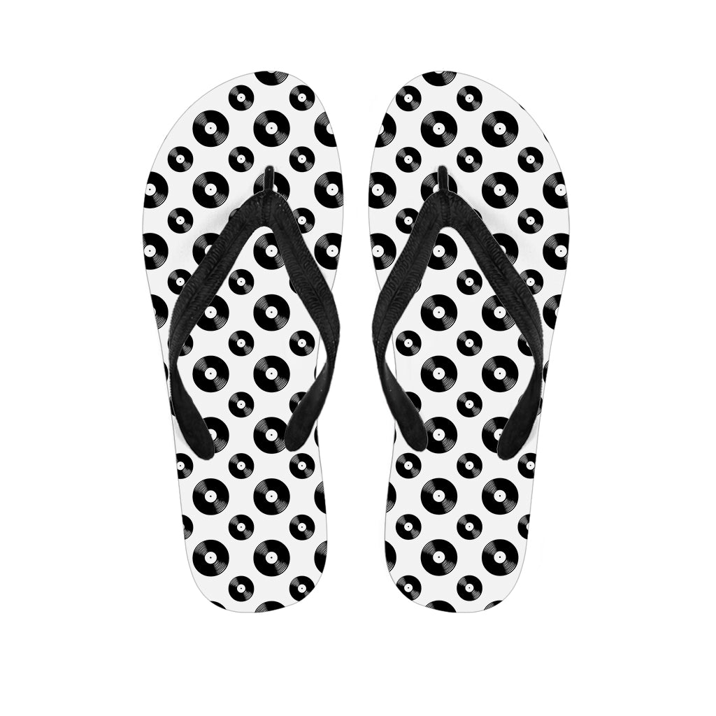 White And Black Vinyl Pattern Print Flip Flops