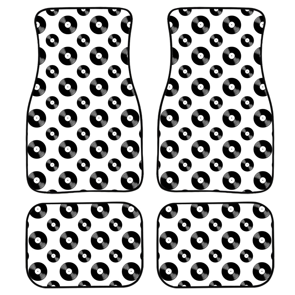 White And Black Vinyl Pattern Print Front and Back Car Floor Mats