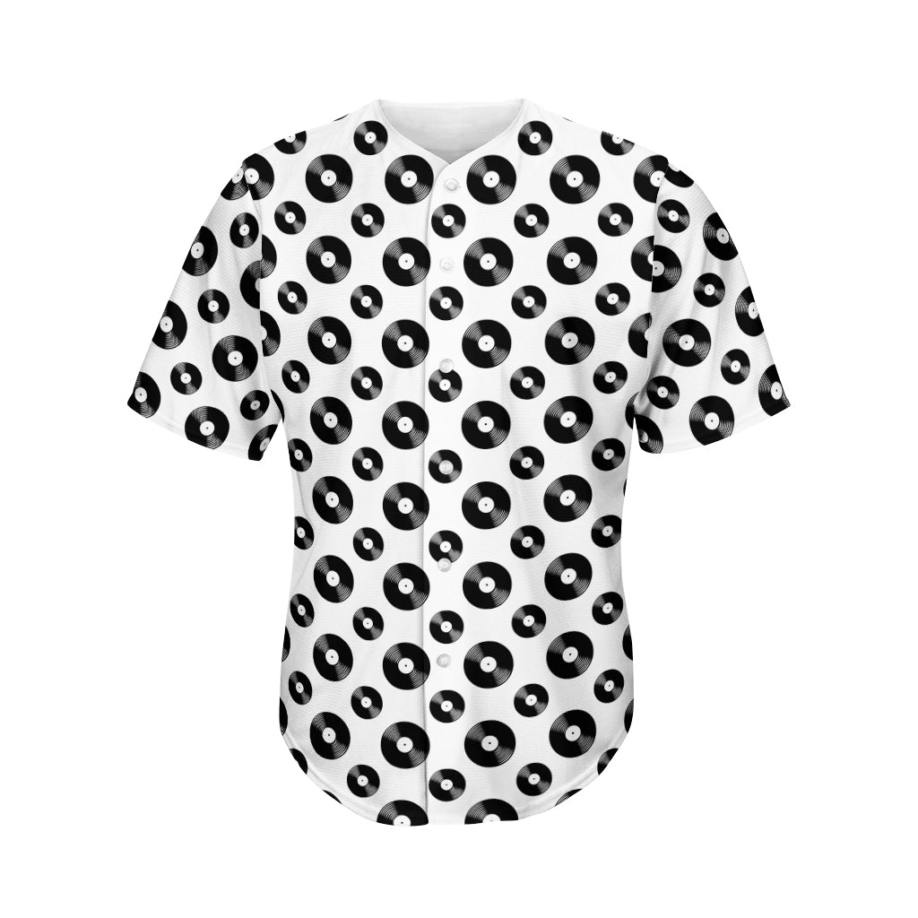 White And Black Vinyl Pattern Print Men's Baseball Jersey