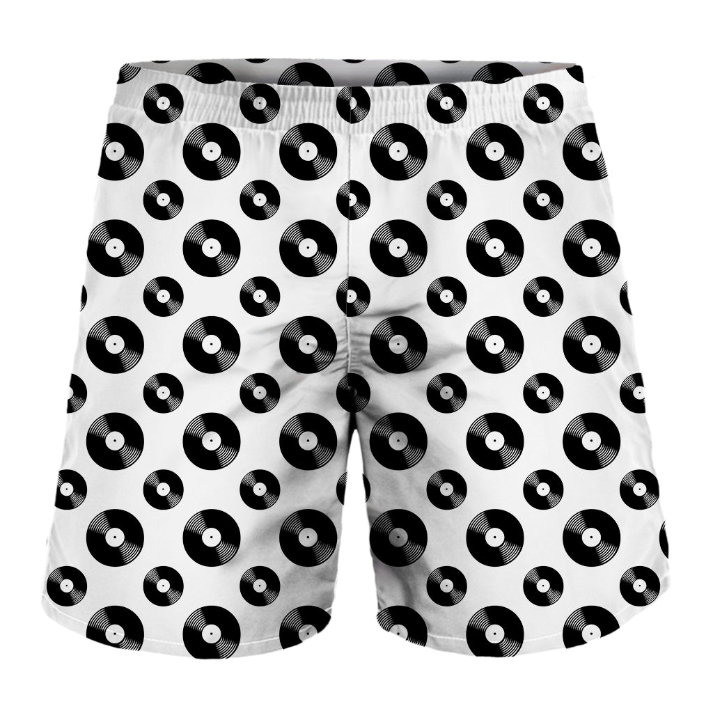 White And Black Vinyl Pattern Print Men's Shorts