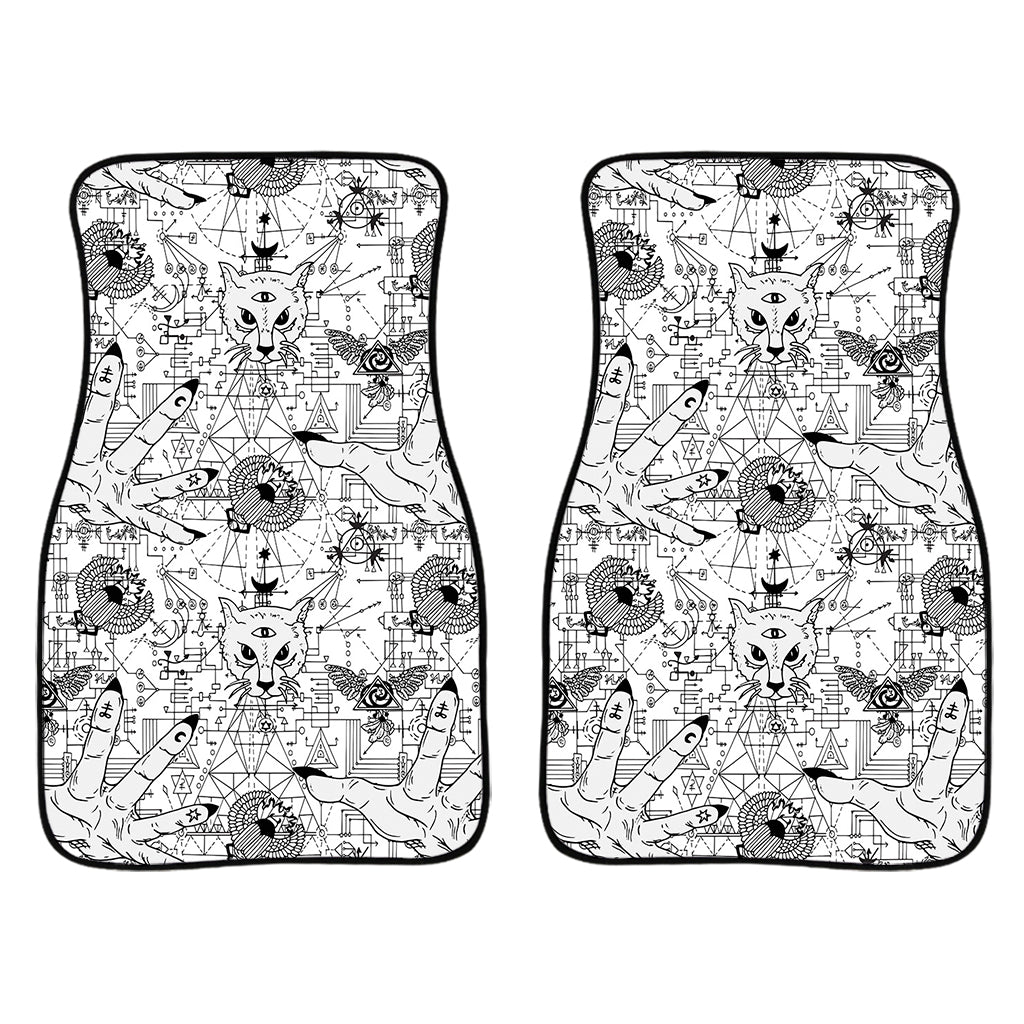 White And Black Wicca Magical Print Front Car Floor Mats