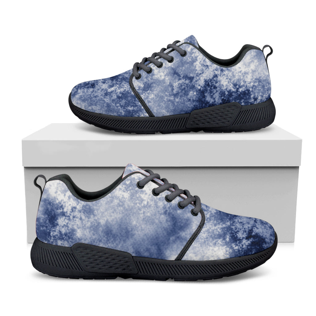 White And Blue Acid Wash Tie Dye Print Black Athletic Shoes