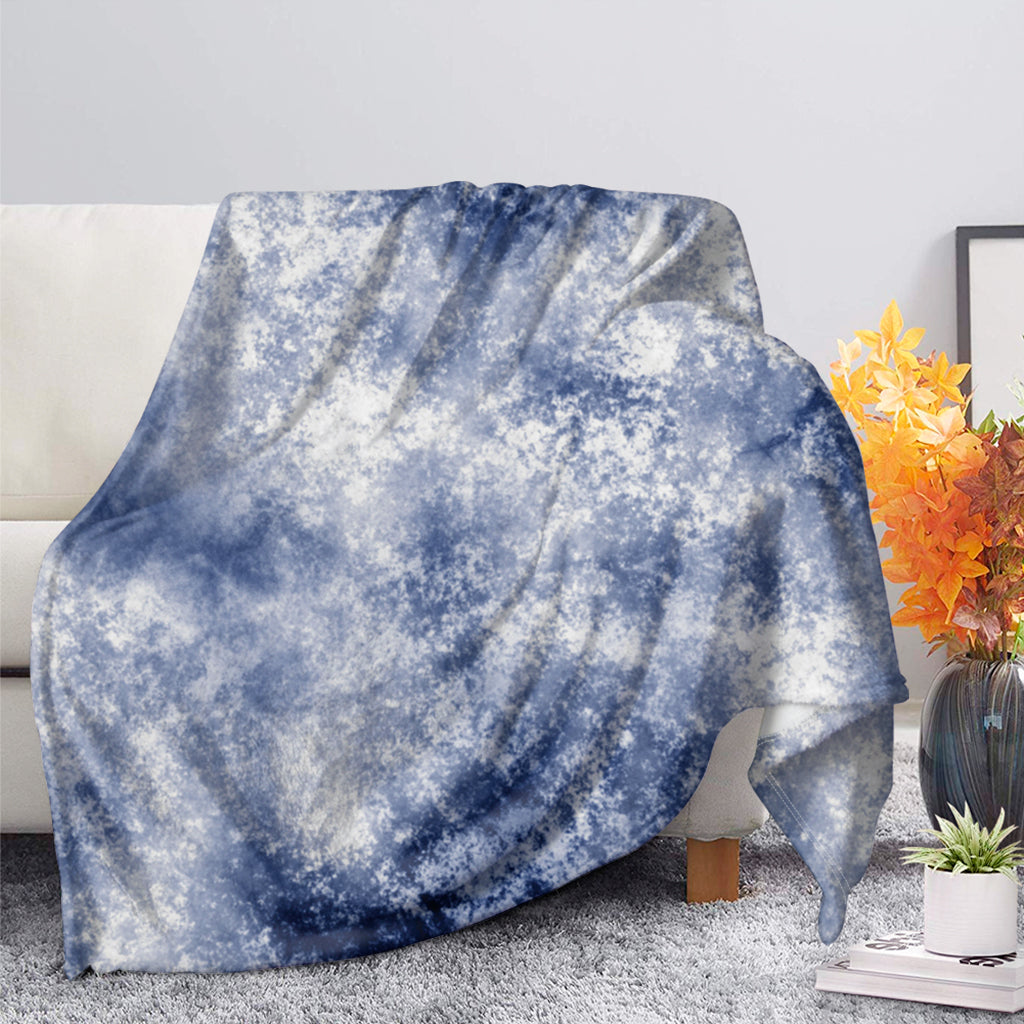 White And Blue Acid Wash Tie Dye Print Blanket