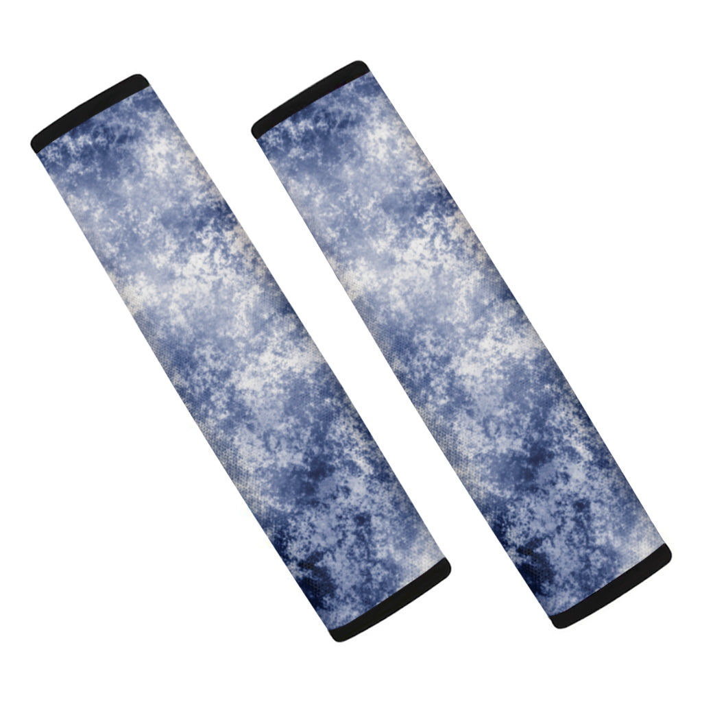 White And Blue Acid Wash Tie Dye Print Car Seat Belt Covers