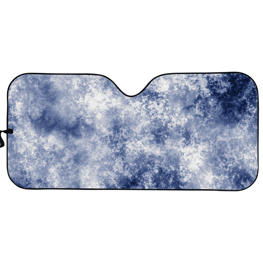 White And Blue Acid Wash Tie Dye Print Car Sun Shade