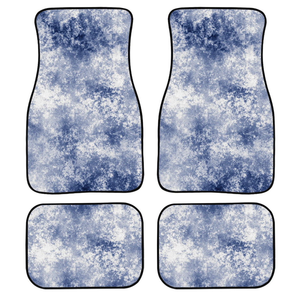 White And Blue Acid Wash Tie Dye Print Front and Back Car Floor Mats