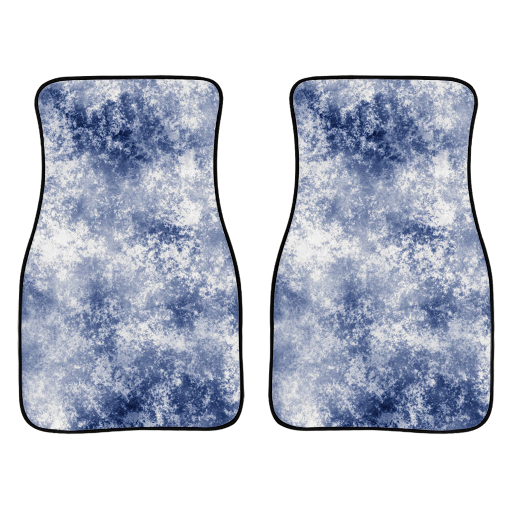 White And Blue Acid Wash Tie Dye Print Front Car Floor Mats