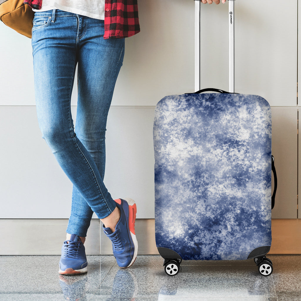 White And Blue Acid Wash Tie Dye Print Luggage Cover