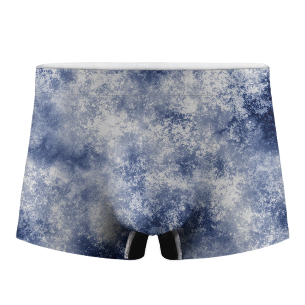 White And Blue Acid Wash Tie Dye Print Men's Boxer Briefs