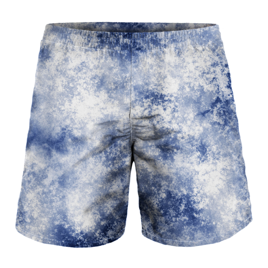 White And Blue Acid Wash Tie Dye Print Men's Shorts