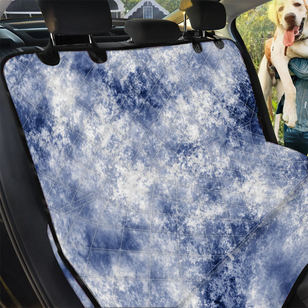 White And Blue Acid Wash Tie Dye Print Pet Car Back Seat Cover