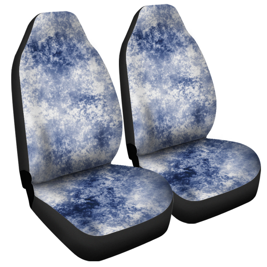 White And Blue Acid Wash Tie Dye Print Universal Fit Car Seat Covers