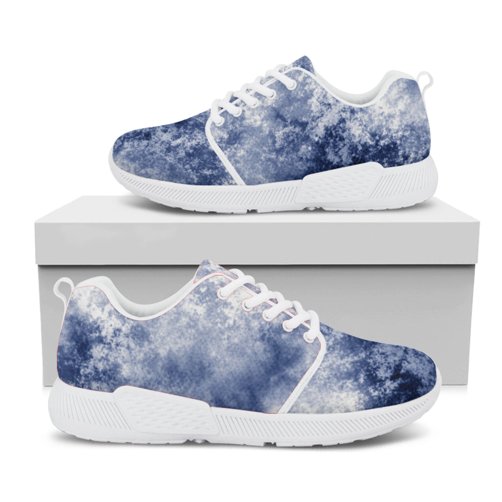 White And Blue Acid Wash Tie Dye Print White Athletic Shoes