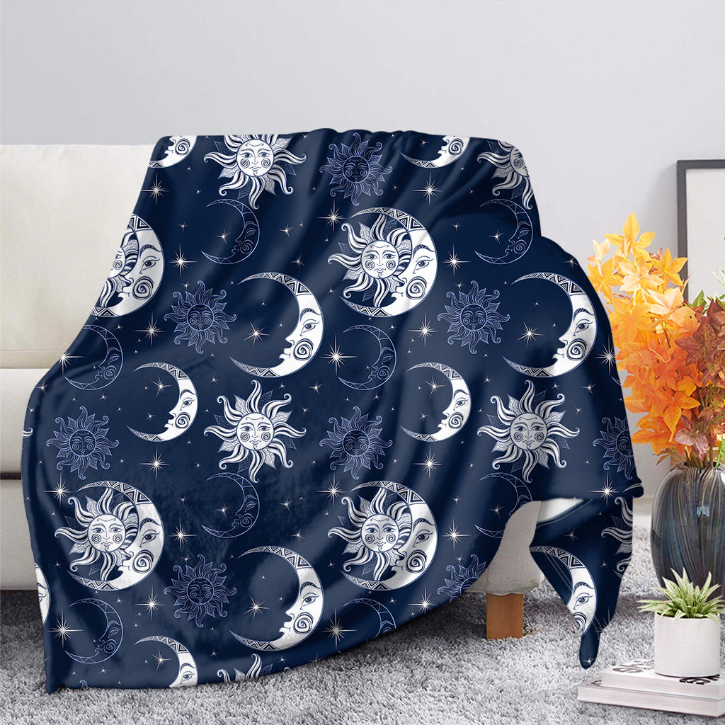 White And Blue Celestial Pattern Print Blanket