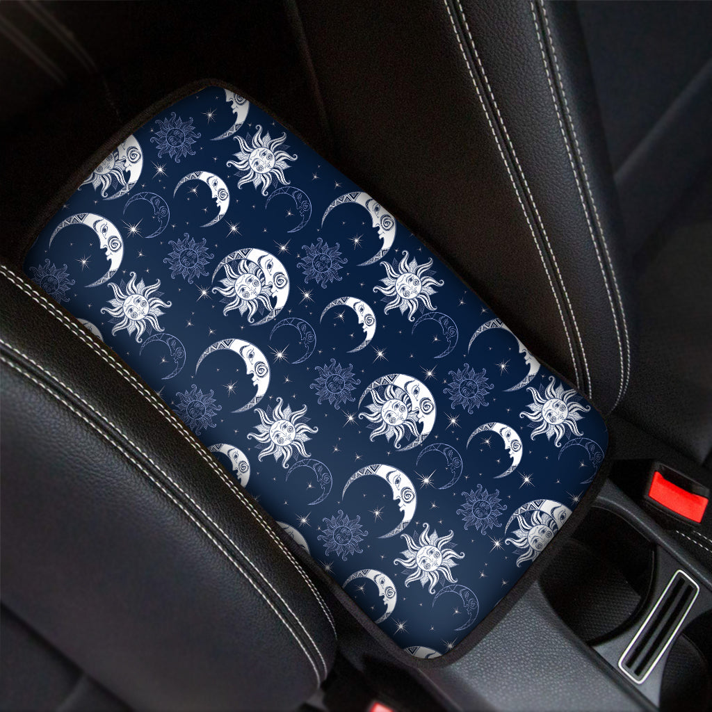 White And Blue Celestial Pattern Print Car Center Console Cover