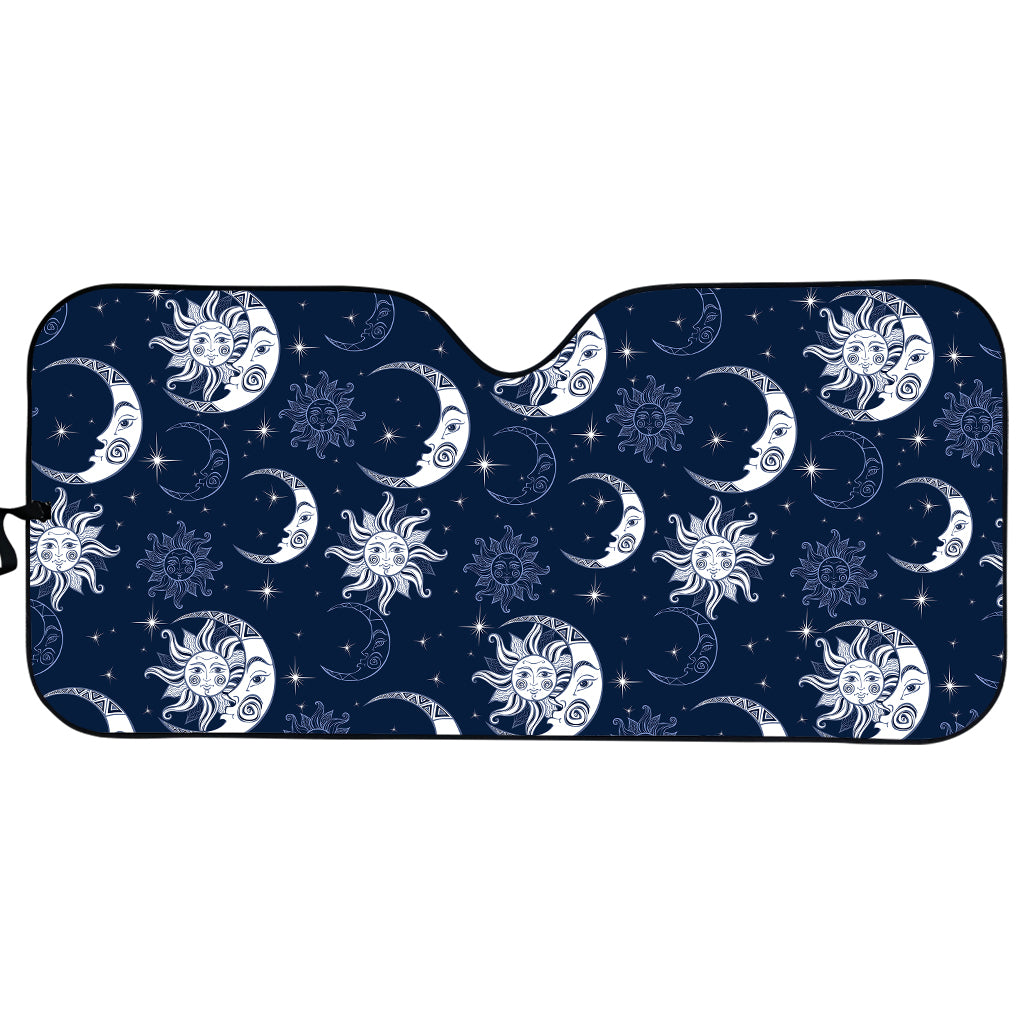 White And Blue Celestial Pattern Print Car Sun Shade