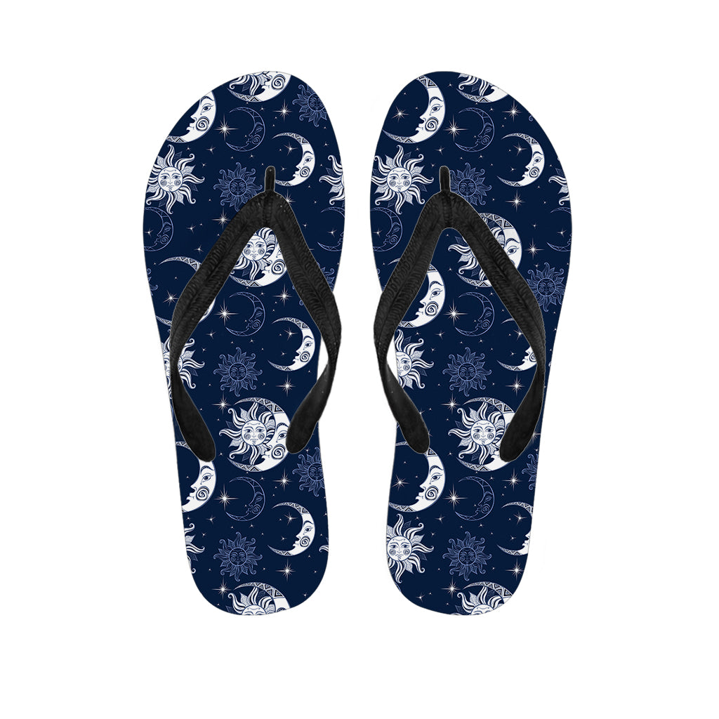 White And Blue Celestial Pattern Print Flip Flops