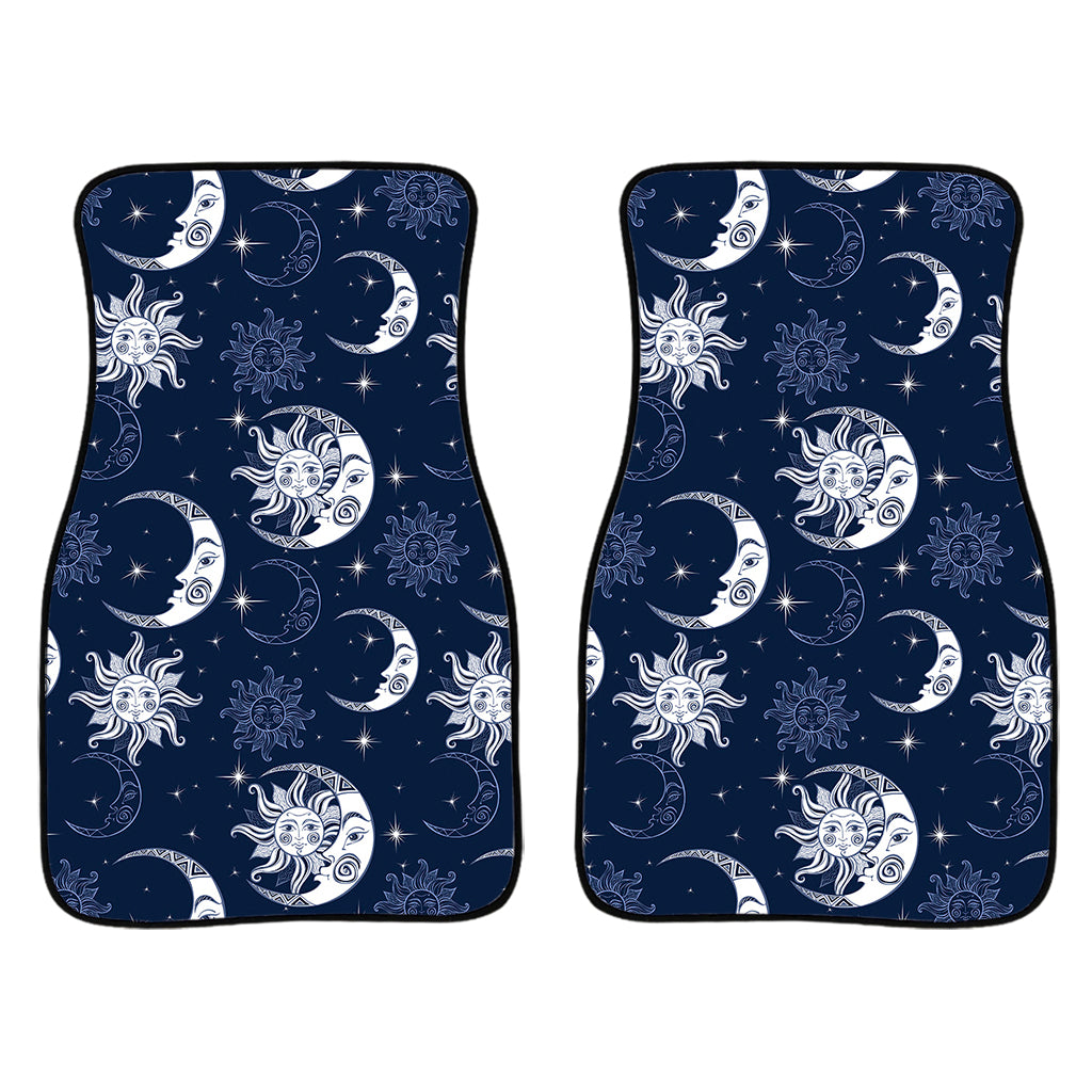 White And Blue Celestial Pattern Print Front Car Floor Mats