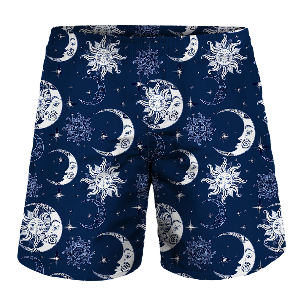 White And Blue Celestial Pattern Print Men's Shorts