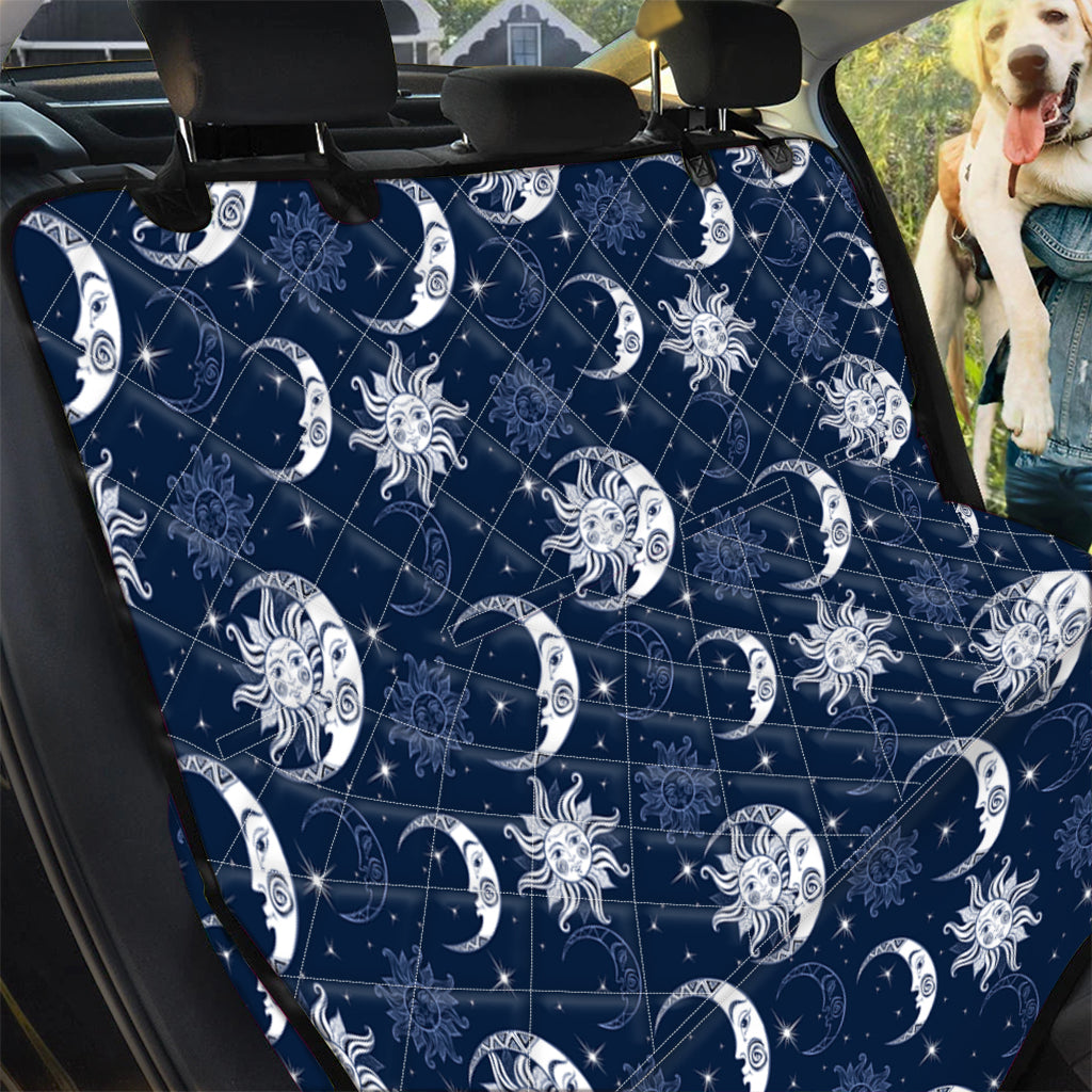 White And Blue Celestial Pattern Print Pet Car Back Seat Cover