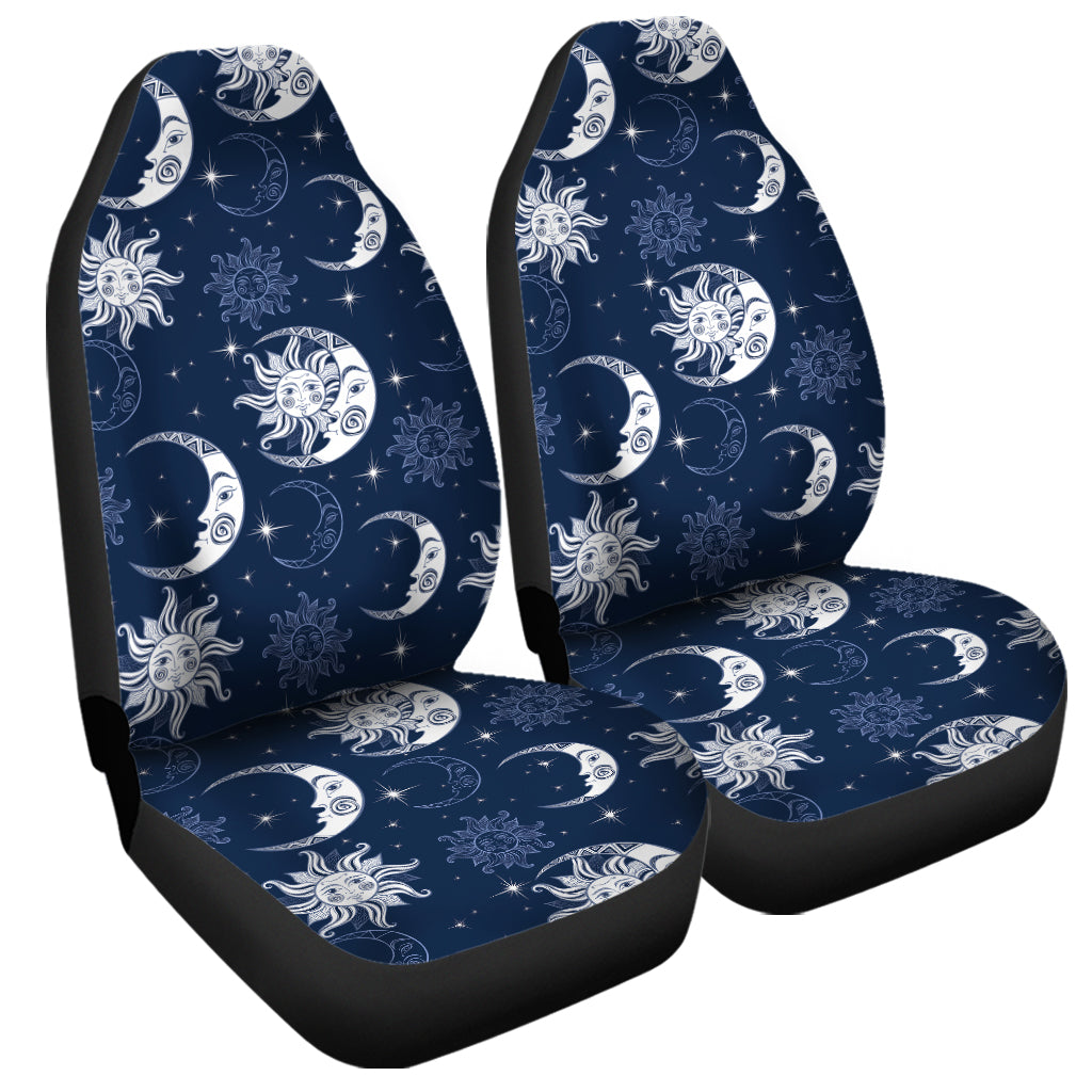 White And Blue Celestial Pattern Print Universal Fit Car Seat Covers