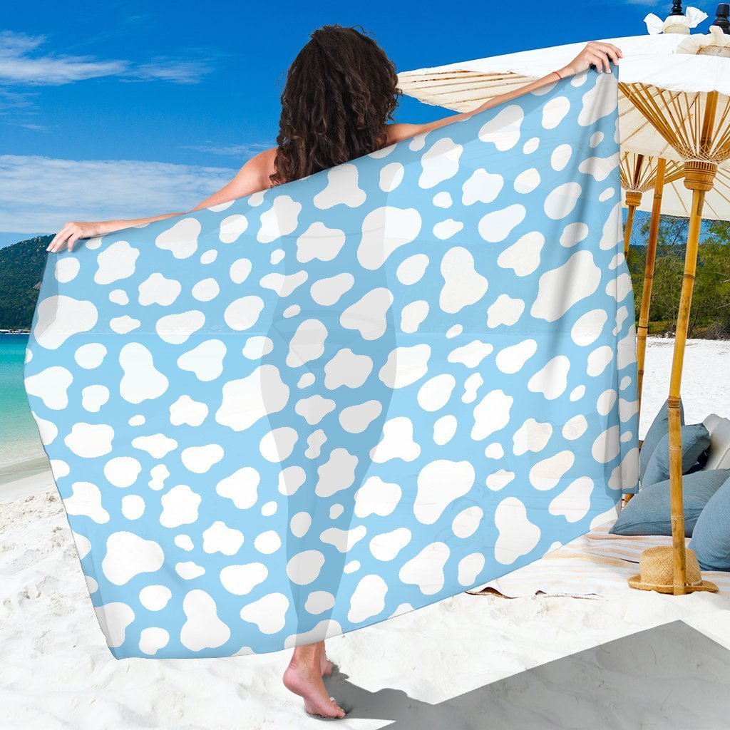 White And Blue Cow Print Beach Sarong Wrap