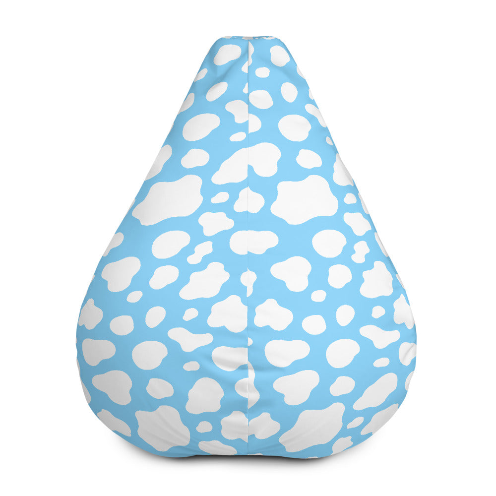 White And Blue Cow Print Bean Bag Cover