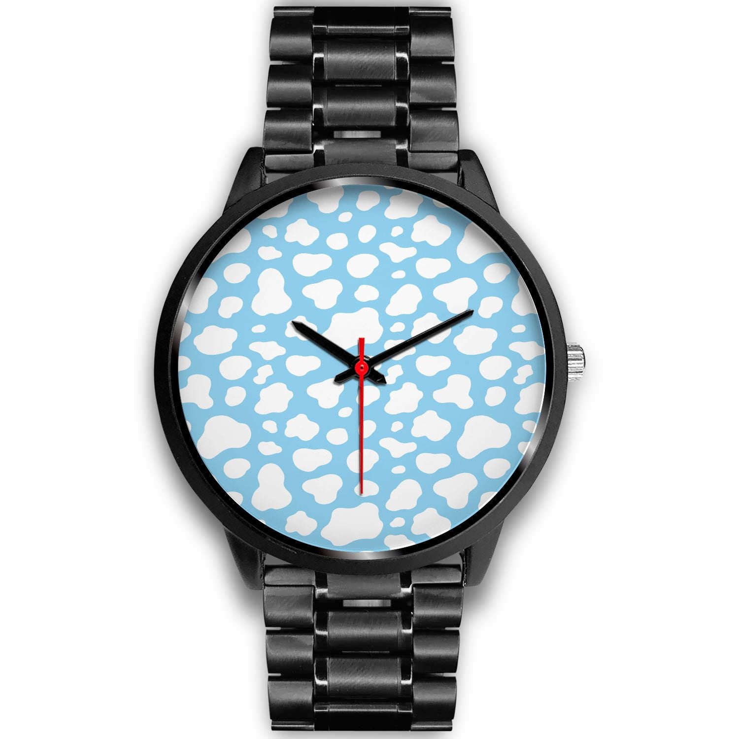 White And Blue Cow Print Black Watch