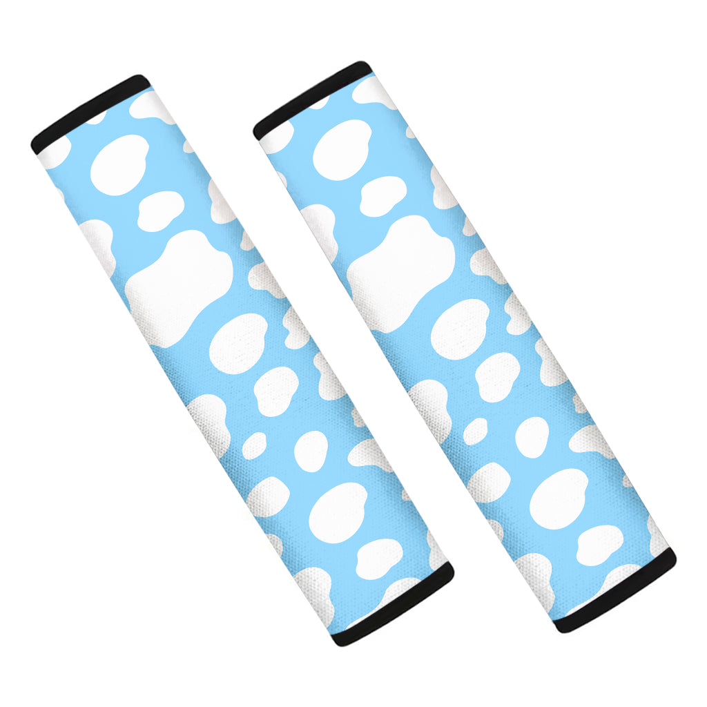 White And Blue Cow Print Car Seat Belt Covers