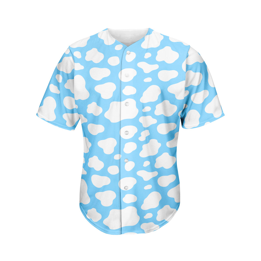 White And Blue Cow Print Men's Baseball Jersey