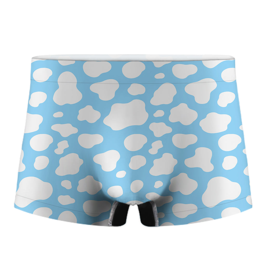 White And Blue Cow Print Men's Boxer Briefs