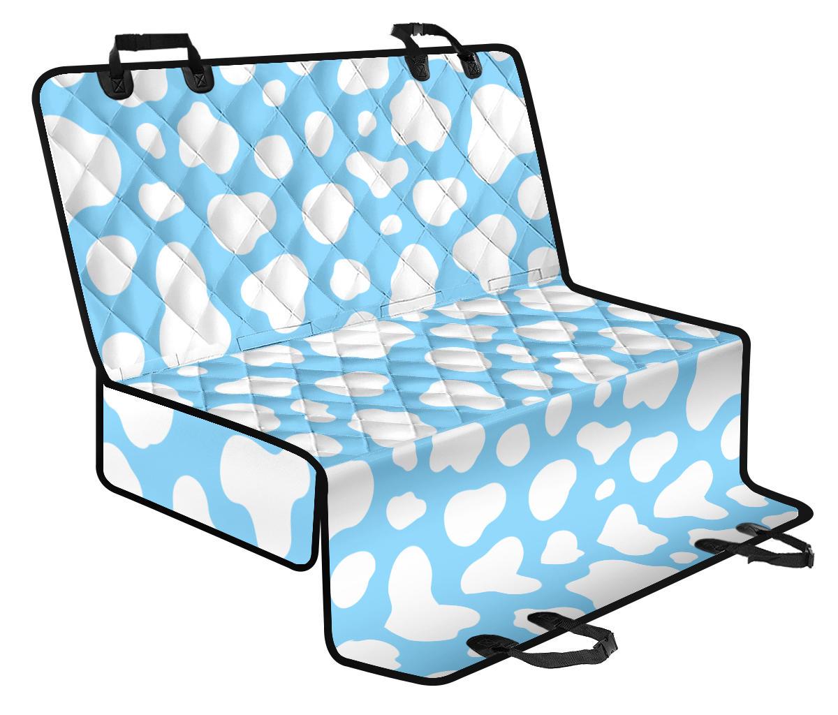 White And Blue Cow Print Pet Car Back Seat Cover