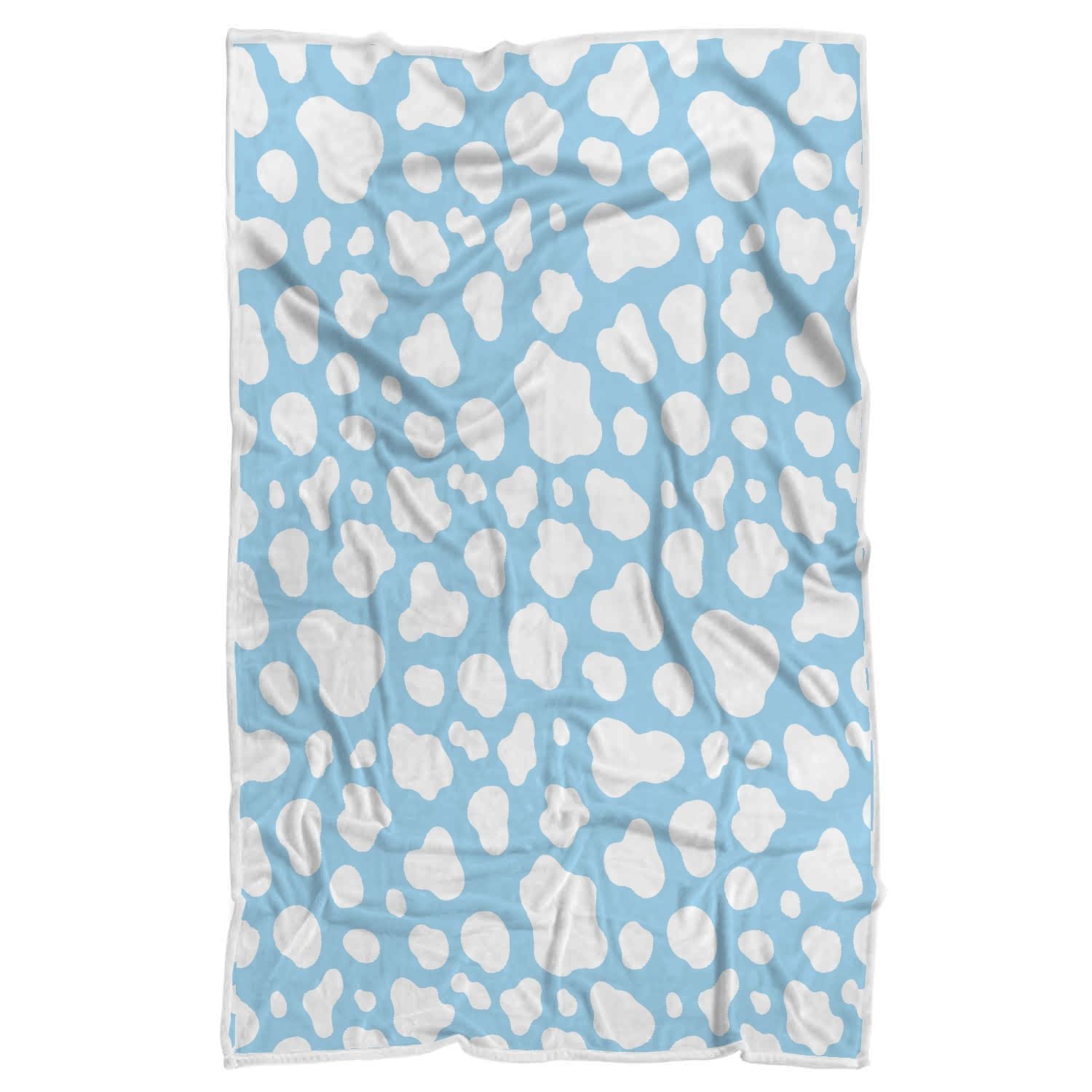 White And Blue Cow Print Sherpa Blanket