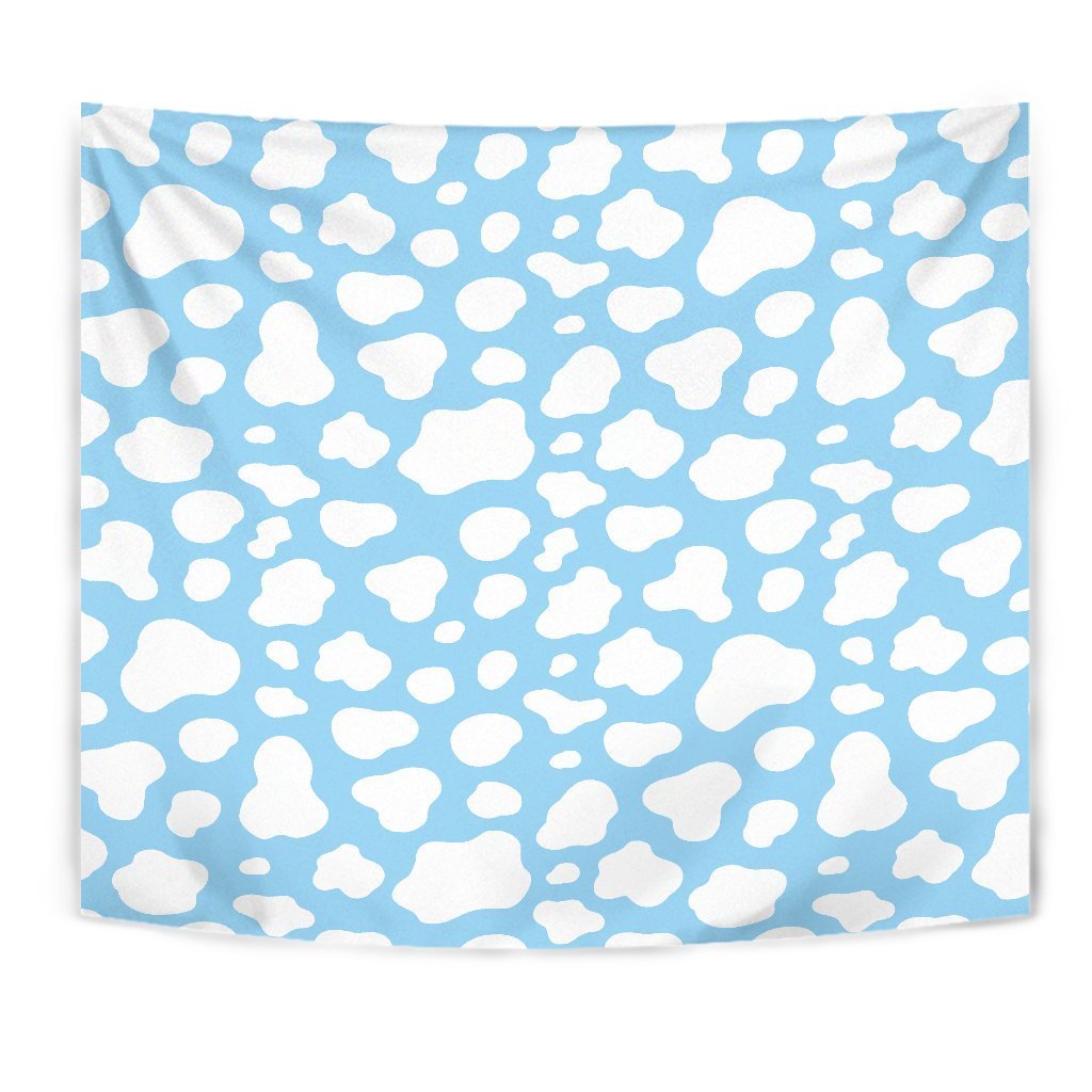 White And Blue Cow Print Wall Tapestry