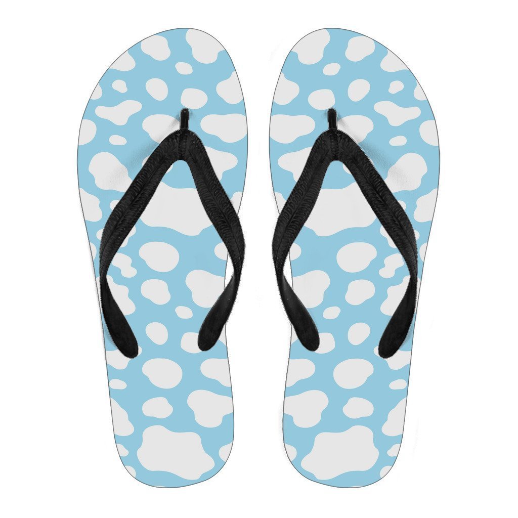 White And Blue Cow Print Women's Flip Flops