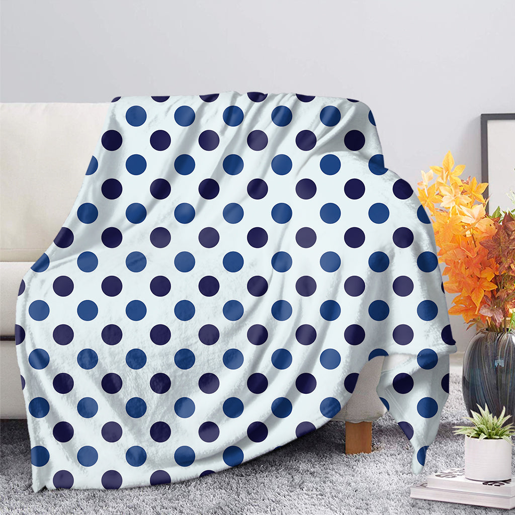 White And Blue Polka Dot Pattern Print Blanket