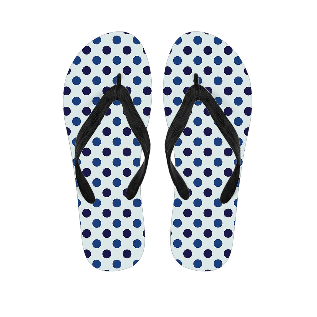 White And Blue Polka Dot Pattern Print Flip Flops