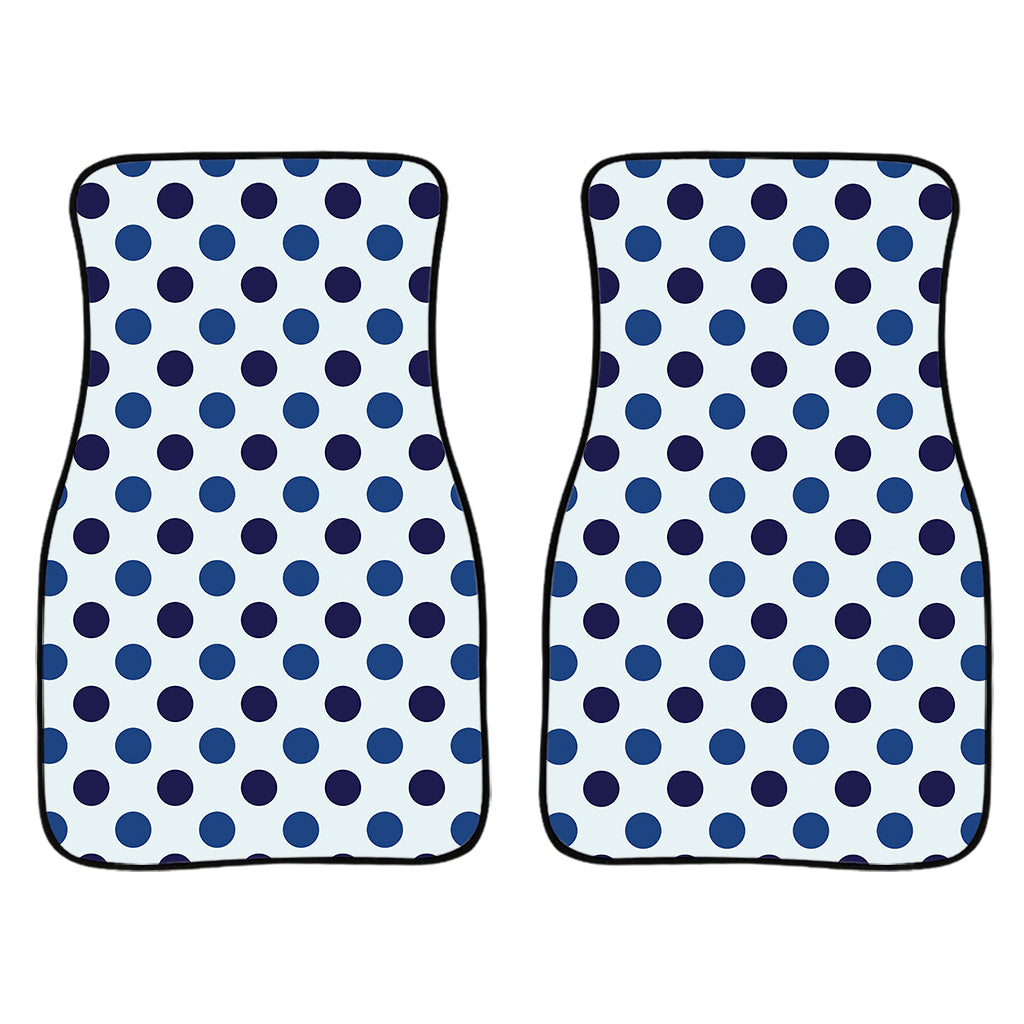 White And Blue Polka Dot Pattern Print Front Car Floor Mats