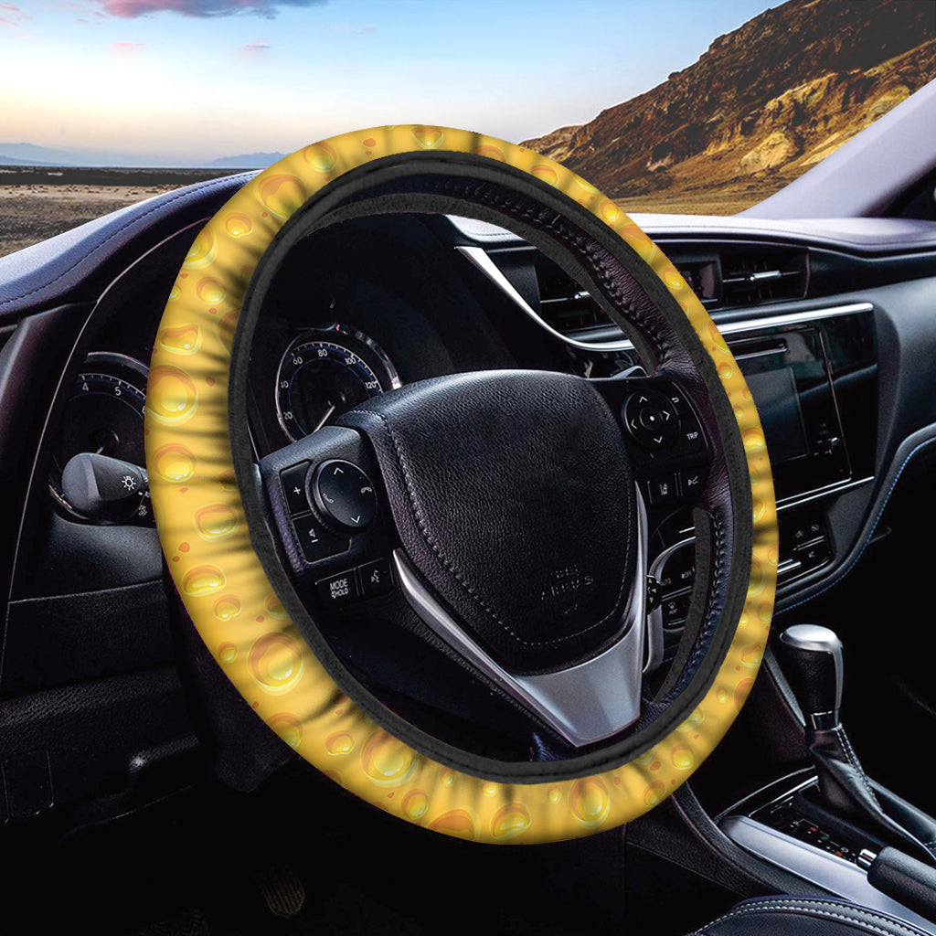 Yellow Cheese Print Car Steering Wheel Cover