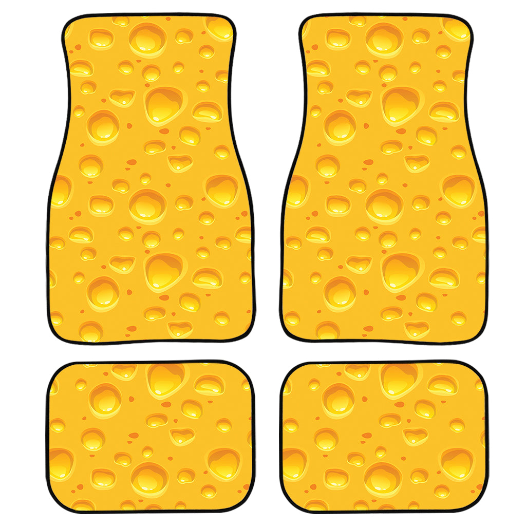 Yellow Cheese Print Front and Back Car Floor Mats