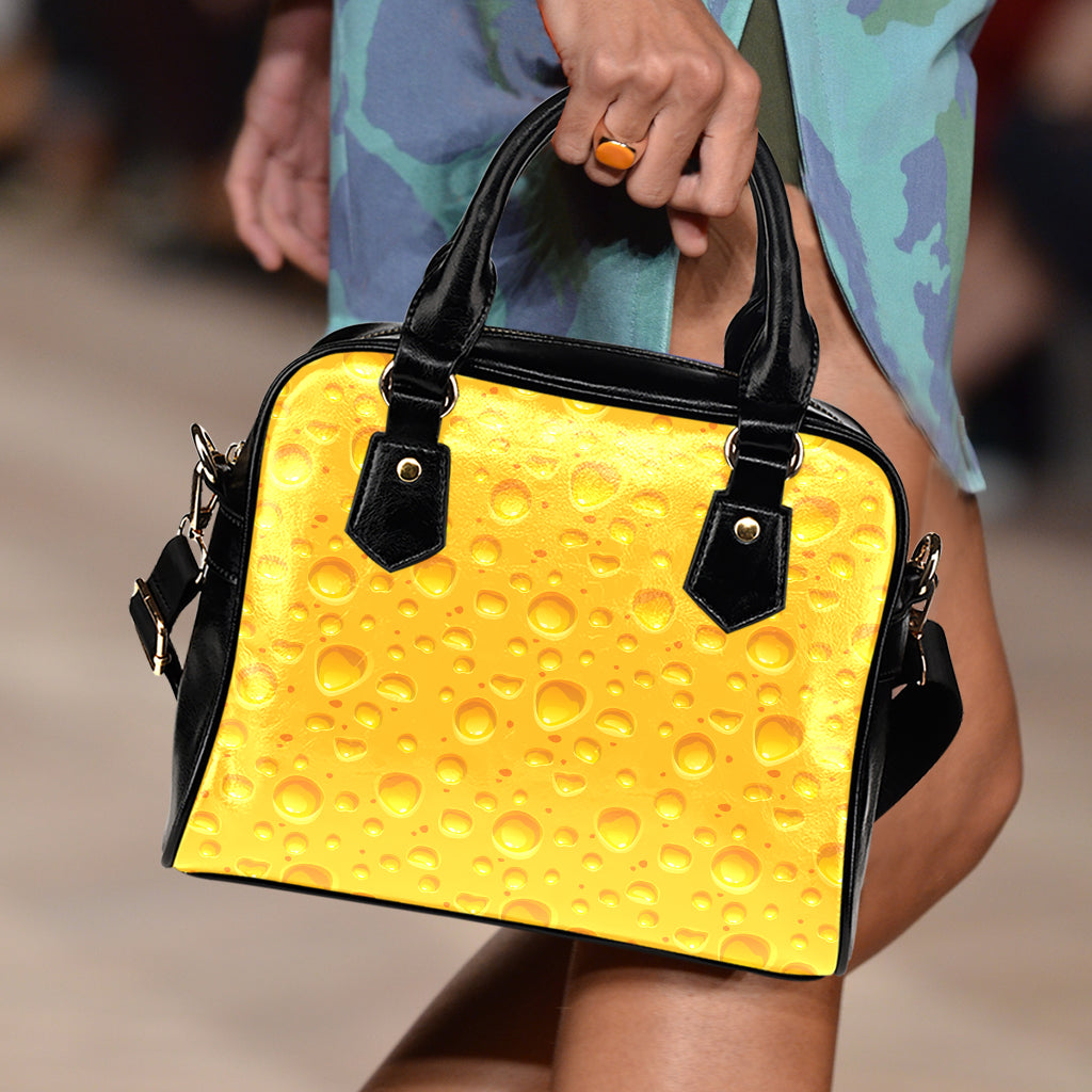 Yellow Cheese Print Shoulder Handbag
