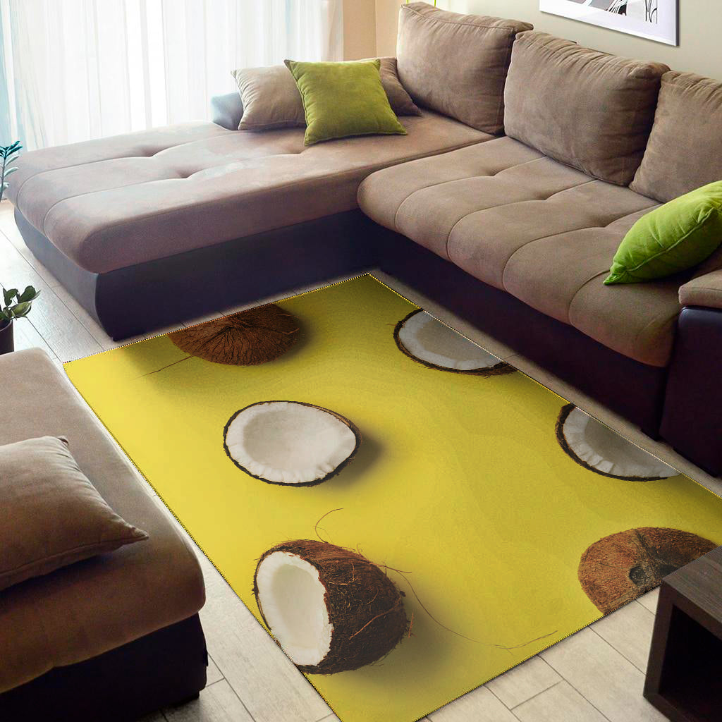 Yellow Coconut Pattern Print Area Rug