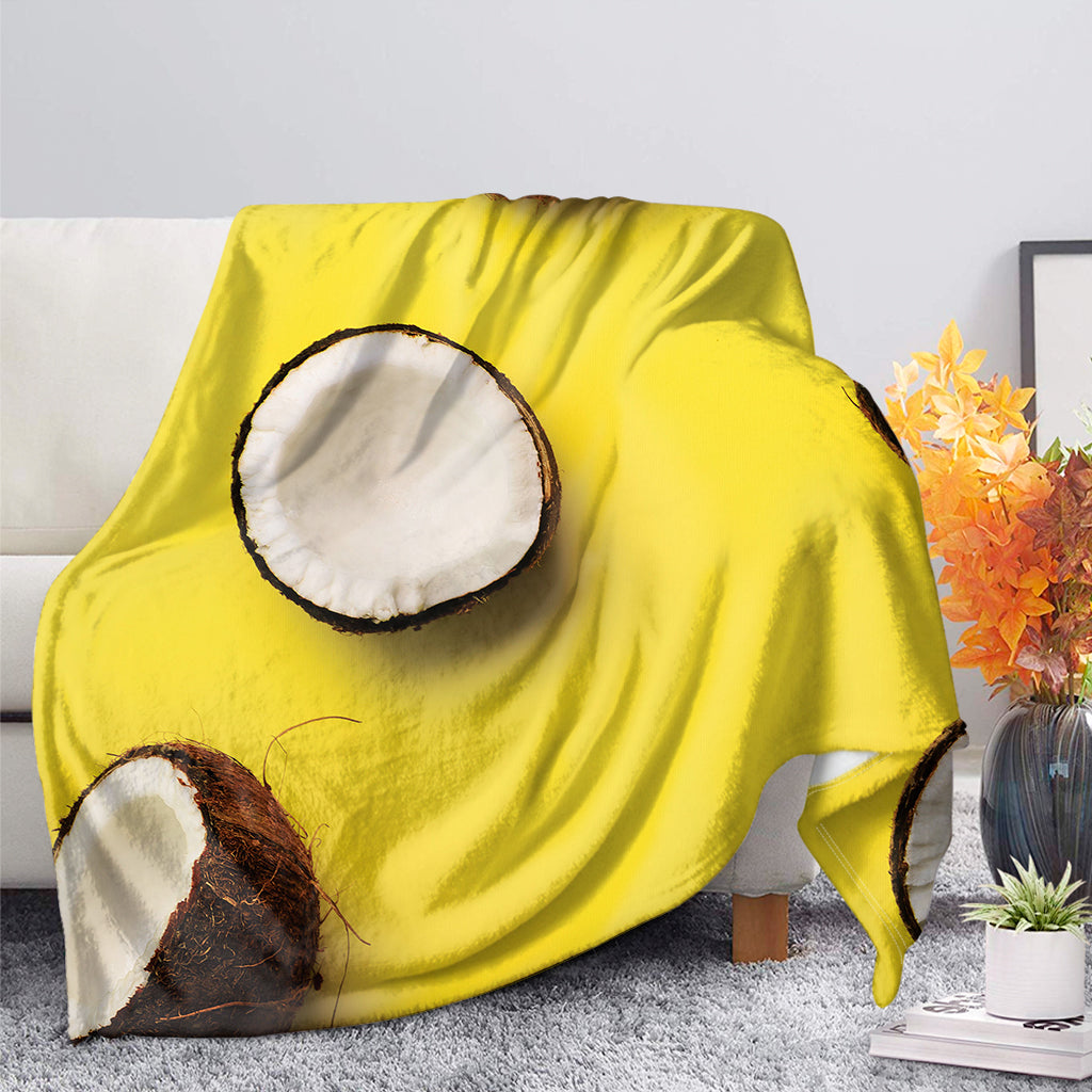 Yellow Coconut Pattern Print Blanket