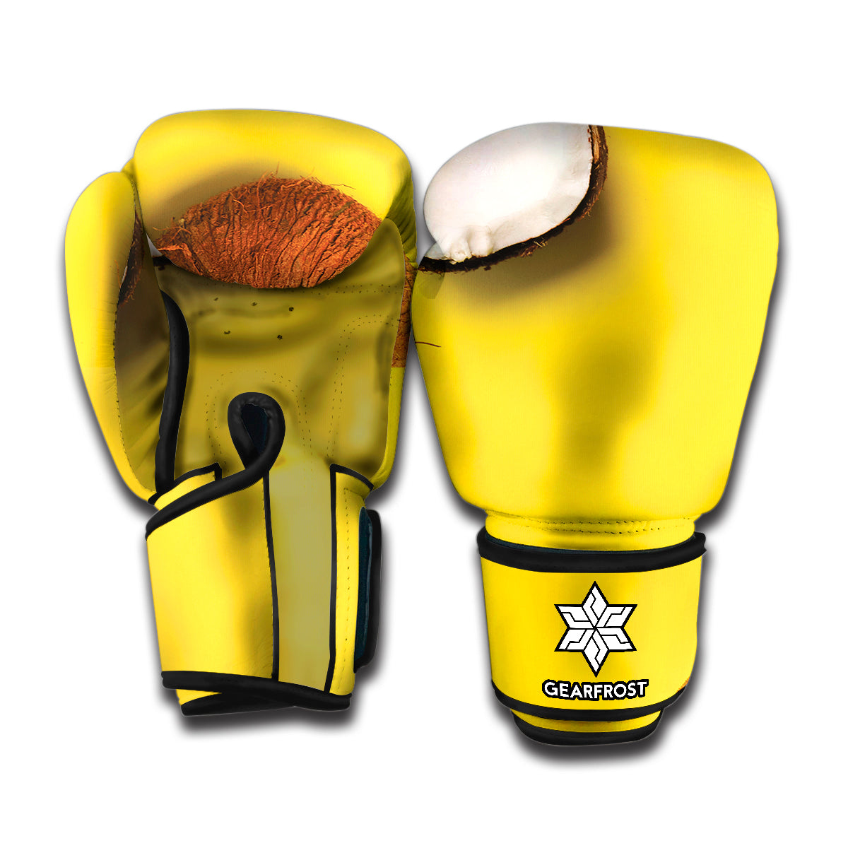 Yellow Coconut Pattern Print Boxing Gloves