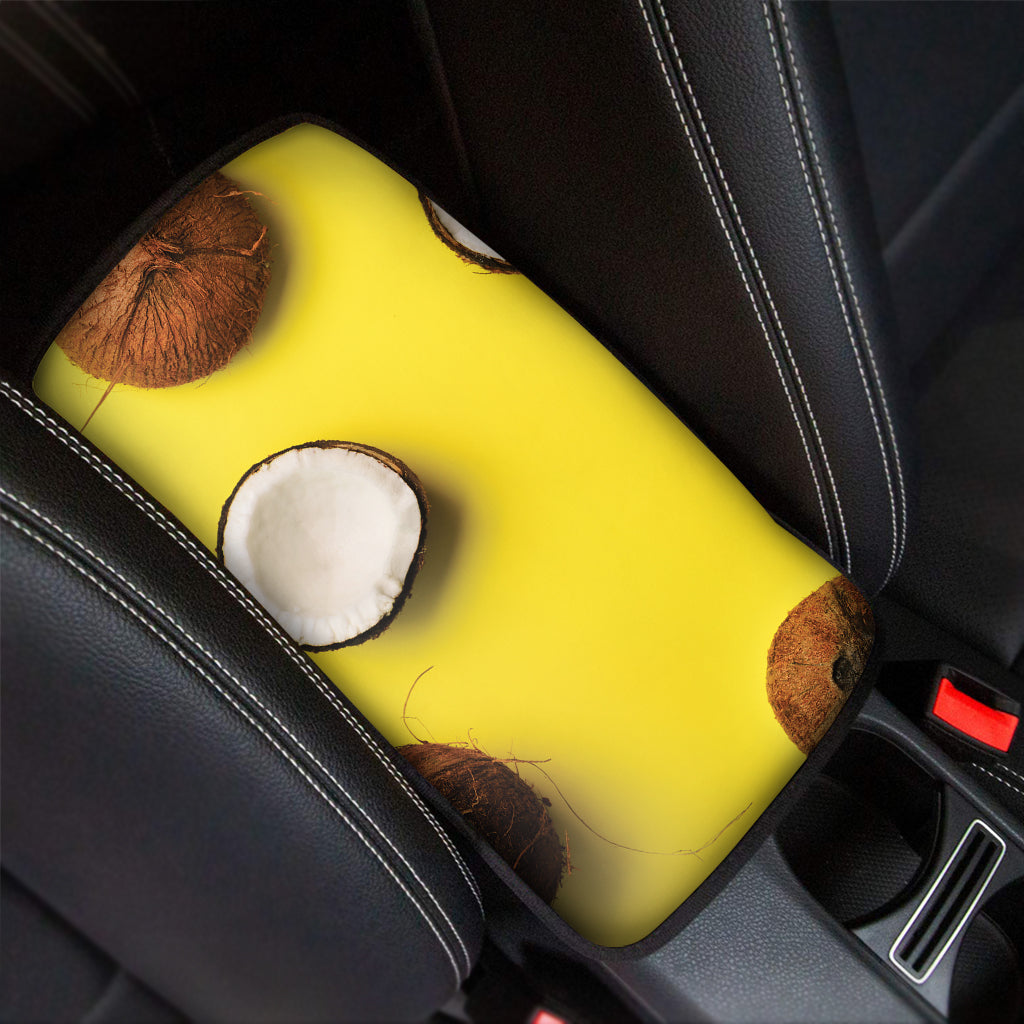 Yellow Coconut Pattern Print Car Center Console Cover