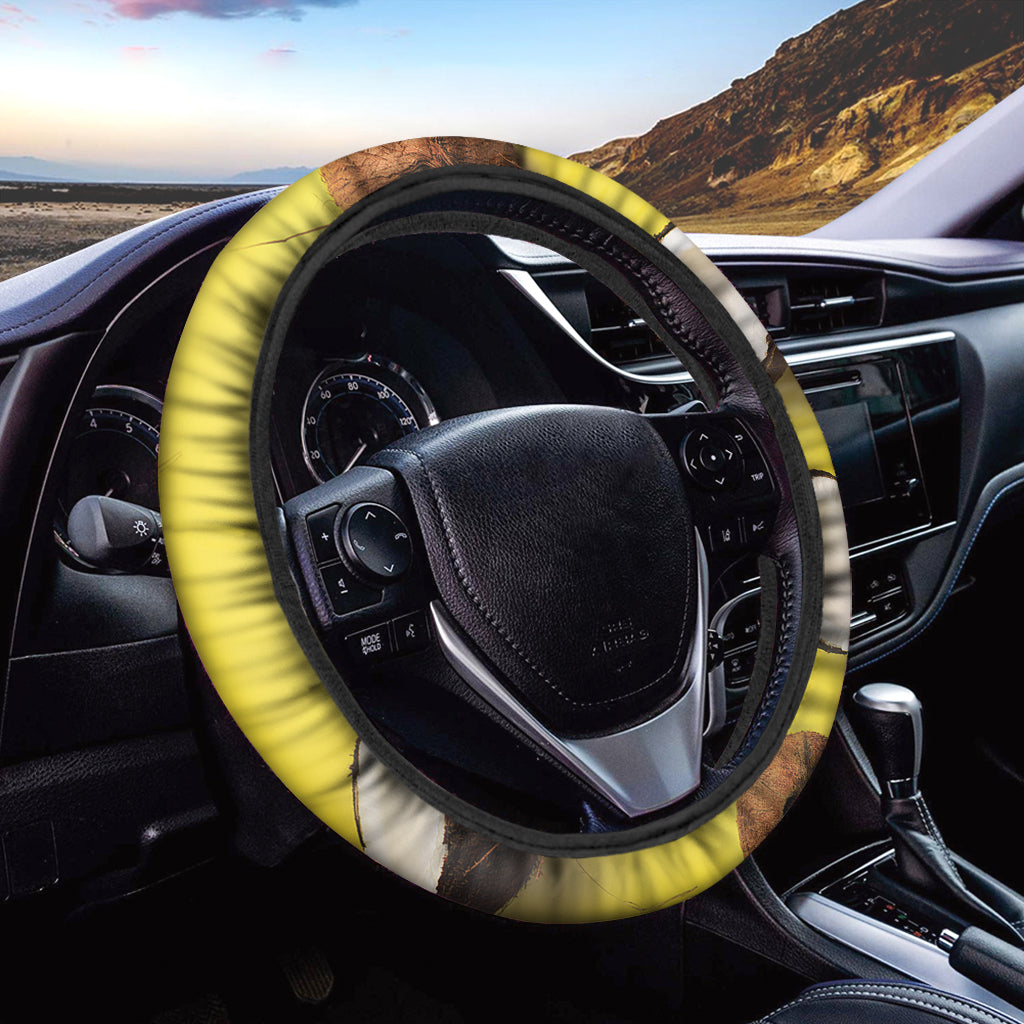 Yellow Coconut Pattern Print Car Steering Wheel Cover