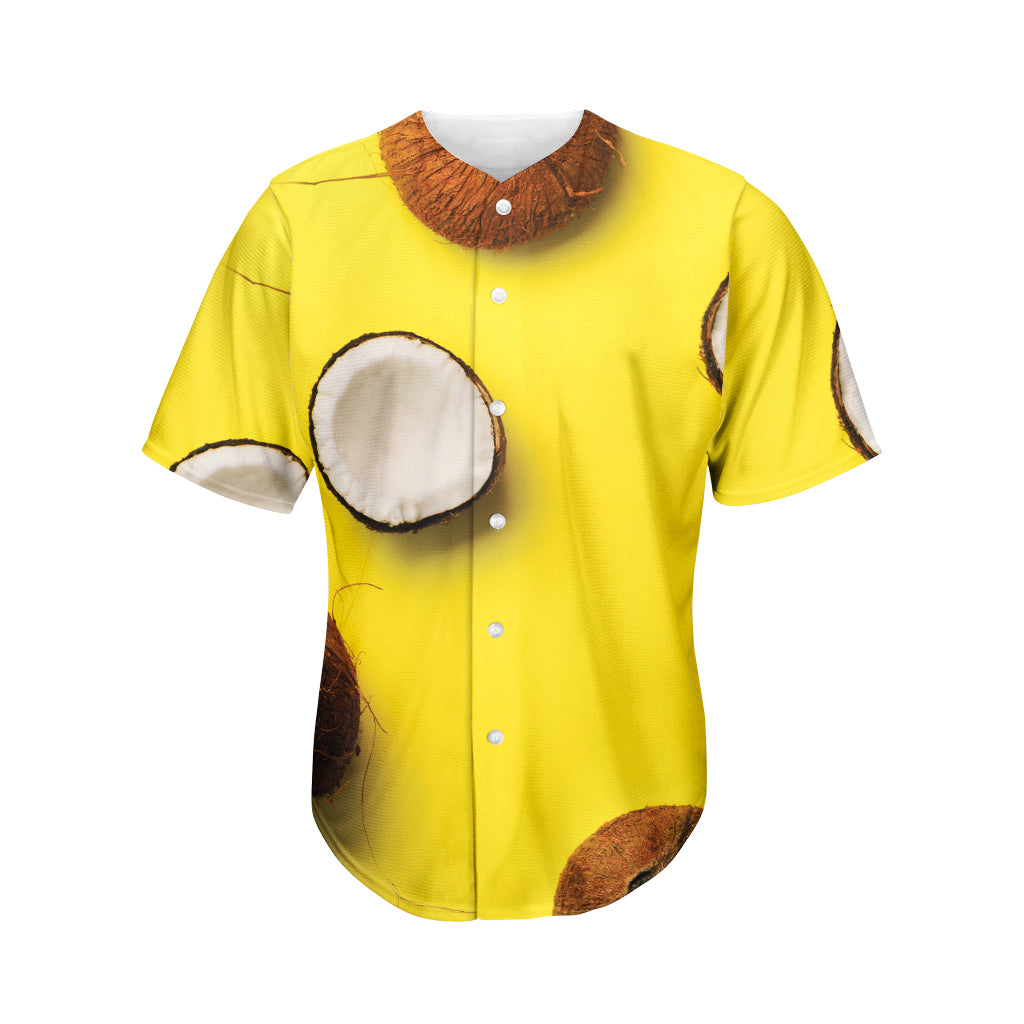 Yellow Coconut Pattern Print Men's Baseball Jersey
