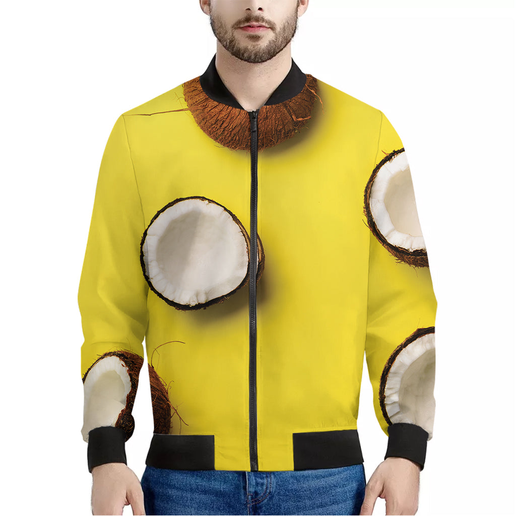 Yellow Coconut Pattern Print Men's Bomber Jacket