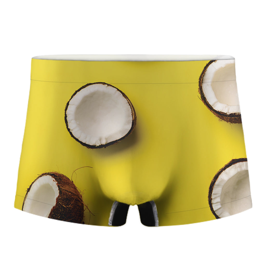 Yellow Coconut Pattern Print Men's Boxer Briefs