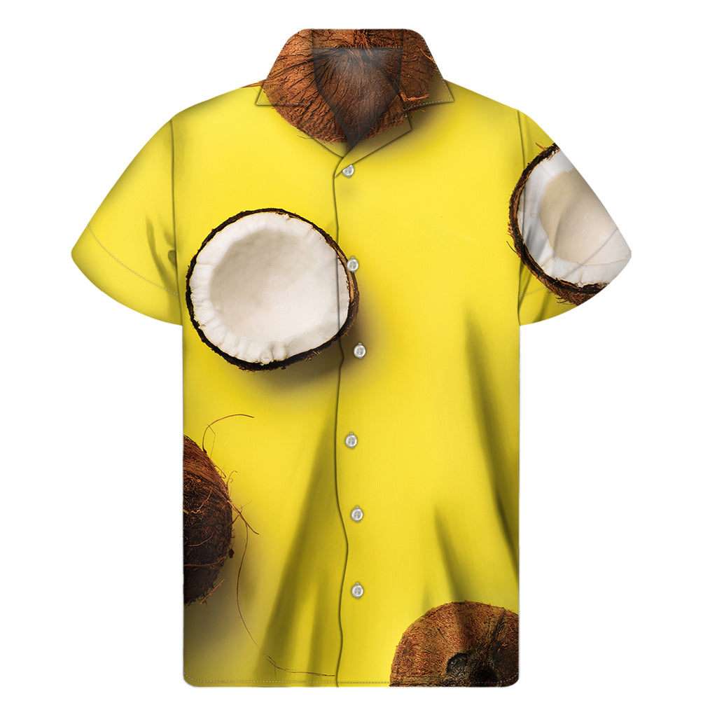 Yellow Coconut Pattern Print Men's Short Sleeve Shirt